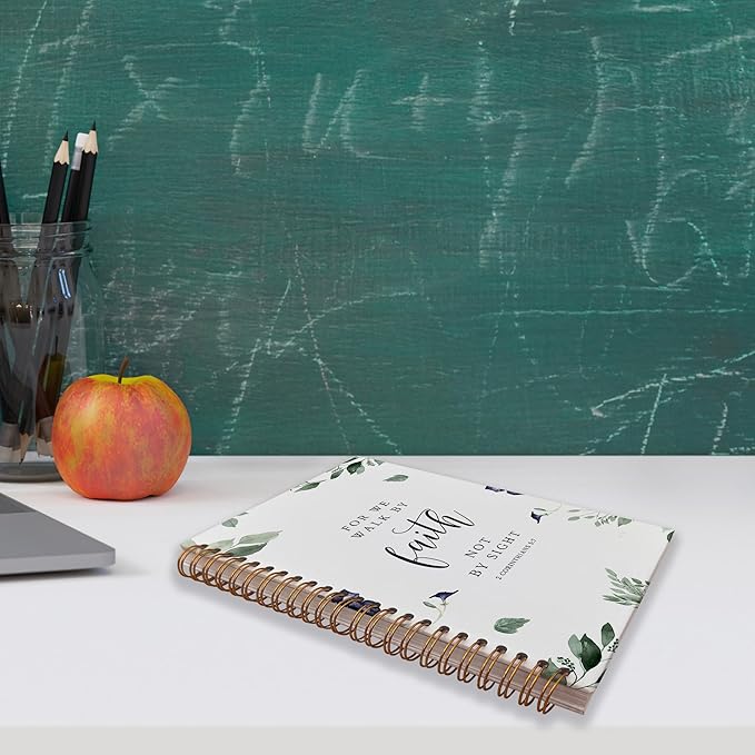 VNWEK Christian Notebook,Bible Journaling Notebook,Bible Journal,Church Notes Notebook,2 Corinthians 5:7 for Me Walk by Faith Spiral Notebook Journal 5.5x8.3 Inch,Christian Journals for Women