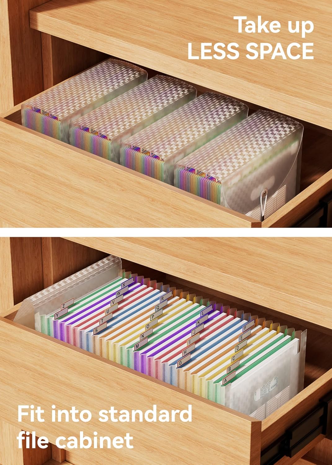 ABC life 26 Pockets Accordian File Folder Organizer Letter Size Expanding File Folder, A4 Portable Document Paper School Organizer, Expandable Multicolor Accordion Filing Folders with Labels(Green)