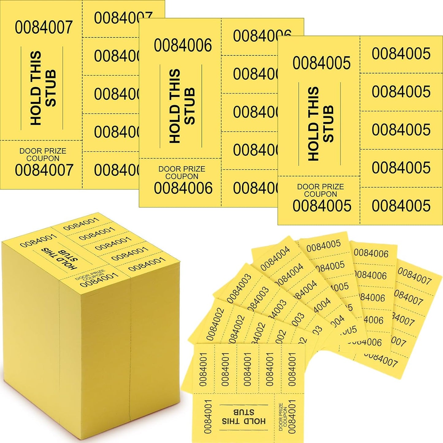 Kosiz 1000 Sheets 5 Bid Raffle Ticket Numbers Auction Tickets for Events & Church (Dark Yellow)
