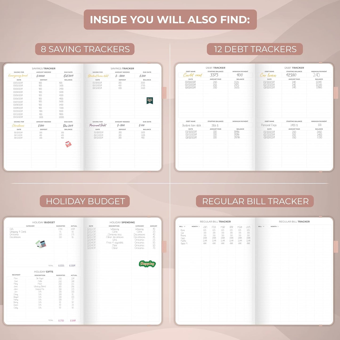 Clever Fox Budget Planner Large – Expense Tracker Notebook. Monthly Budgeting & Bill Organizer, Finance Logbook & Accounts Book, A4 (Rose Gold)