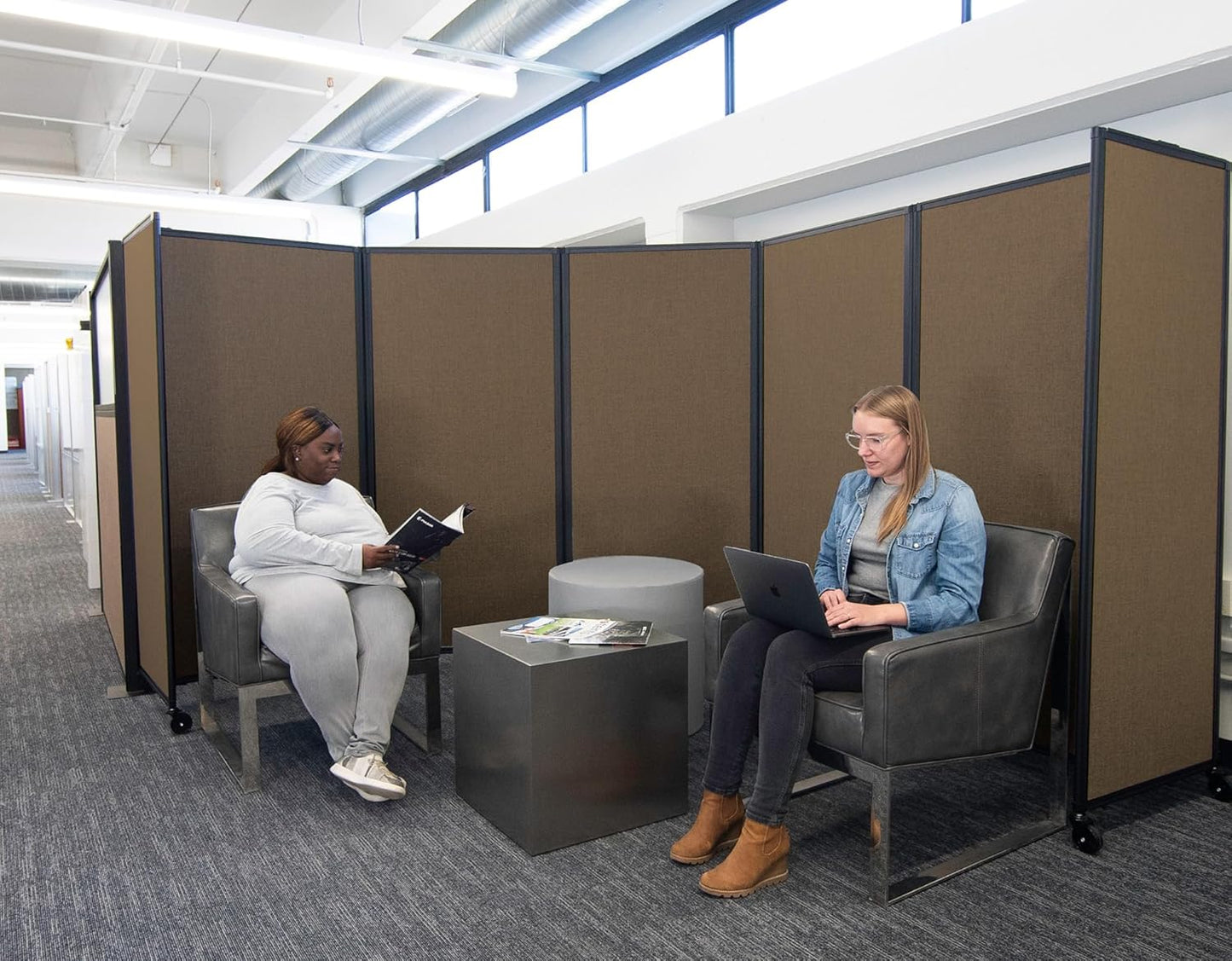 Versare Room Divider 360 Portable Wall Partition | Folding Panels | Large Freestanding Divider | Locking Wheels | Temporary Room Separator