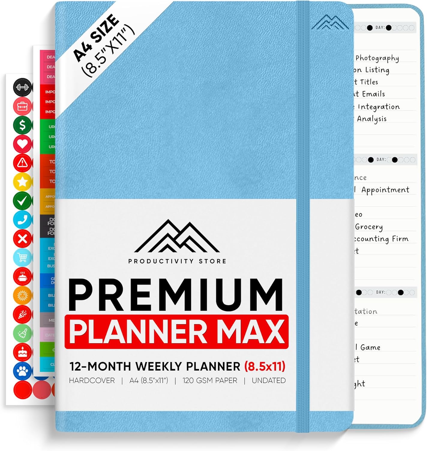 Undated, 2025 Planner, 8.5" x 11" - The #1 Productivity Planner to Achieve Your 2025 Goals - Planner 2025-2026 by PRODUCTIVITY STORE (A4, BLUE)