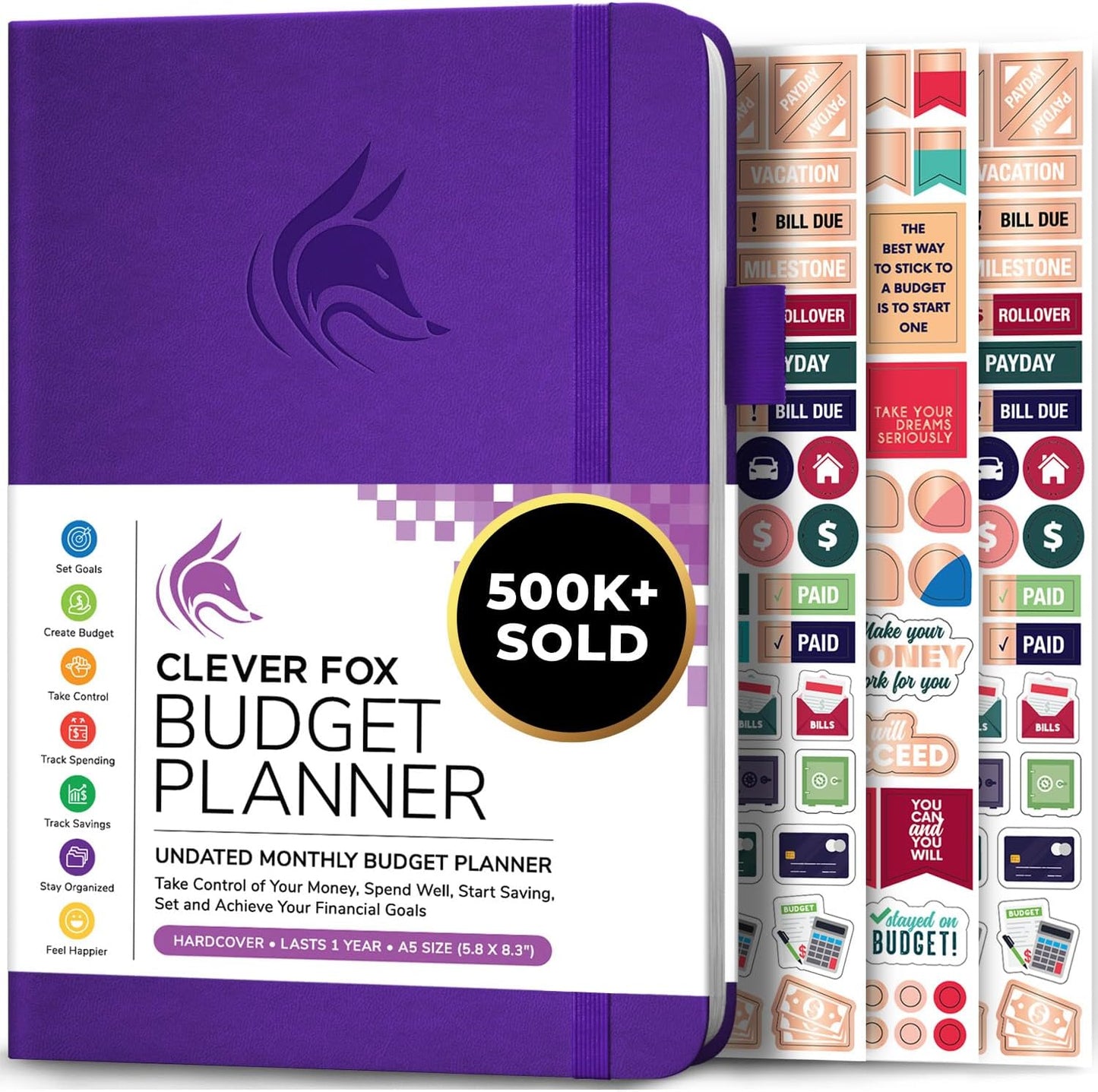 Clever Fox Budget Planner - Expense Tracker Notebook. Monthly Budgeting Organizer, Finance Logbook & Accounts Book, Bill Tracker, A5 (Purple)