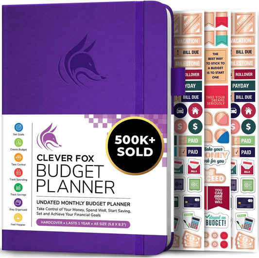 Clever Fox Budget Planner - Expense Tracker Notebook. Monthly Budgeting Organizer, Finance Logbook & Accounts Book, Bill Tracker, A5 (Purple)