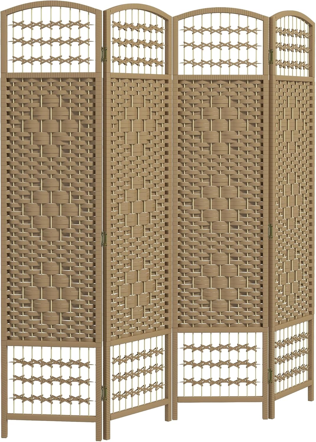 NicBex Room Divider 4 Panel Room Dividers with Woven Paper Design Partition Room Dividers and Folding Privacy Screens 5.6 FT Wall Divider for Office, Room Separation,63.6" W x 0.5" D x 67" H, Natural