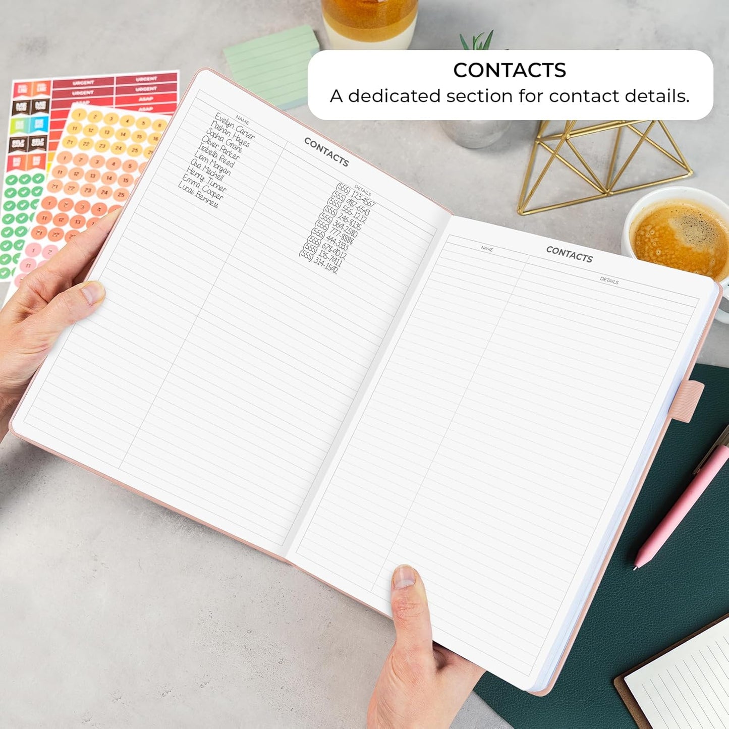 Clever Fox Appointment Book – Hourly Schedule Planner with 15-Minute Increments – Time Box Planner for Daily Work & To-Dos – Weekly & Monthly Spreads, Undated, Hardcover, 8.3x11″ (Rose Gold)