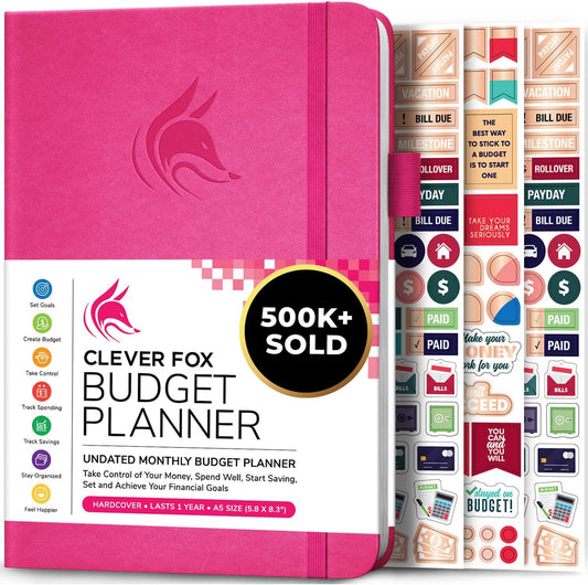 Clever Fox Budget Planner - Expense Tracker Notebook. Monthly Budgeting Organizer, Finance Logbook & Accounts Book, Bill Tracker, A5 (Hot Pink)