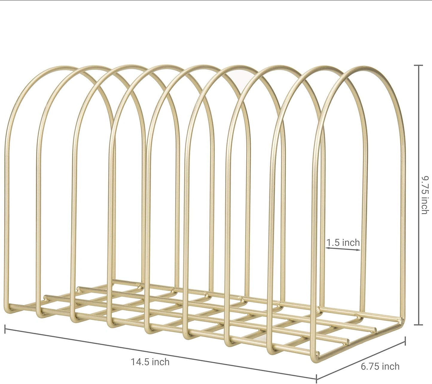 MyGift Large Desktop Document Holder, Brass Metal Wire File Folder Organizer Rack with 8-Slots and Arch Design