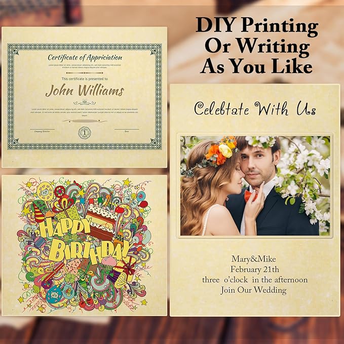 Epakh 150 Pcs Old Age Parchment Paper 8.5 x 11 Inch Standard Letter Vintage Colored Old Parchment Semblance Double Side Printing Paper (Light Beige)