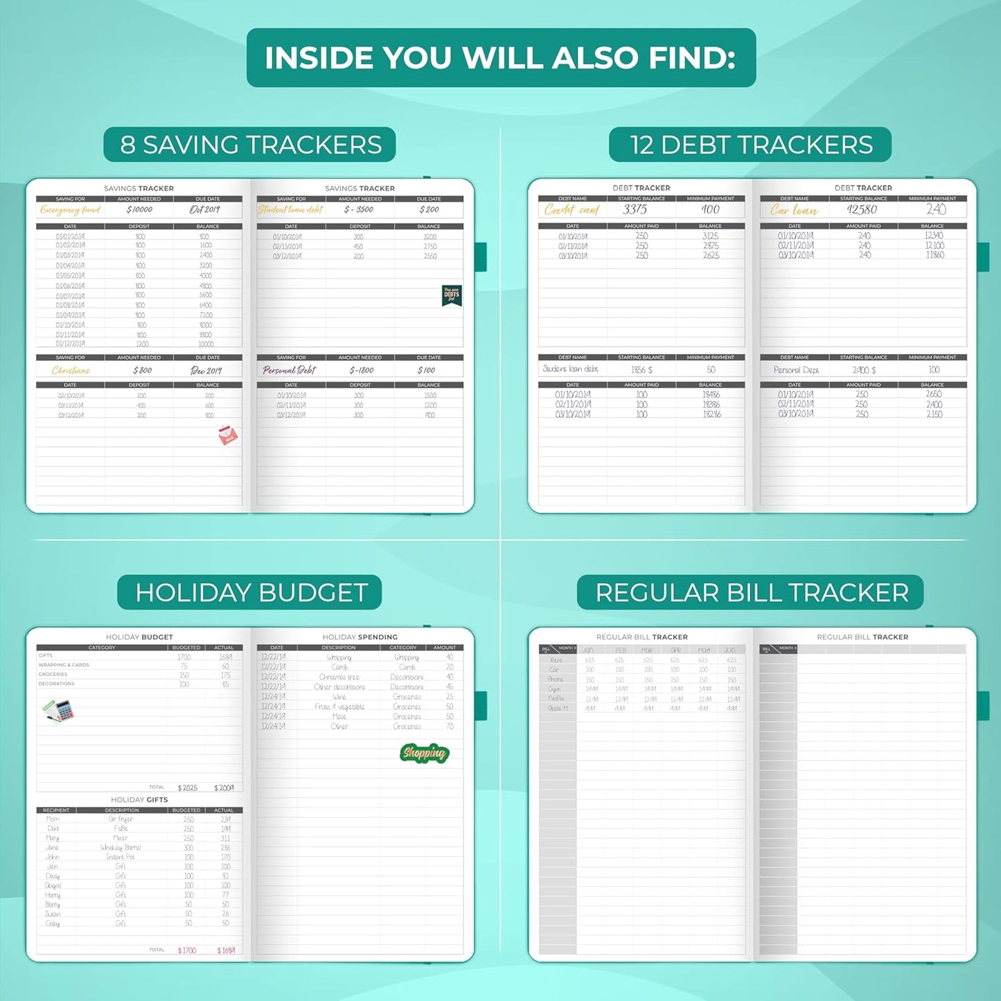 Clever Fox Budget Planner - Expense Tracker Notebook. Monthly Budgeting Organizer, Finance Logbook & Accounts Book, Bill Tracker, A5 (Turquoise)
