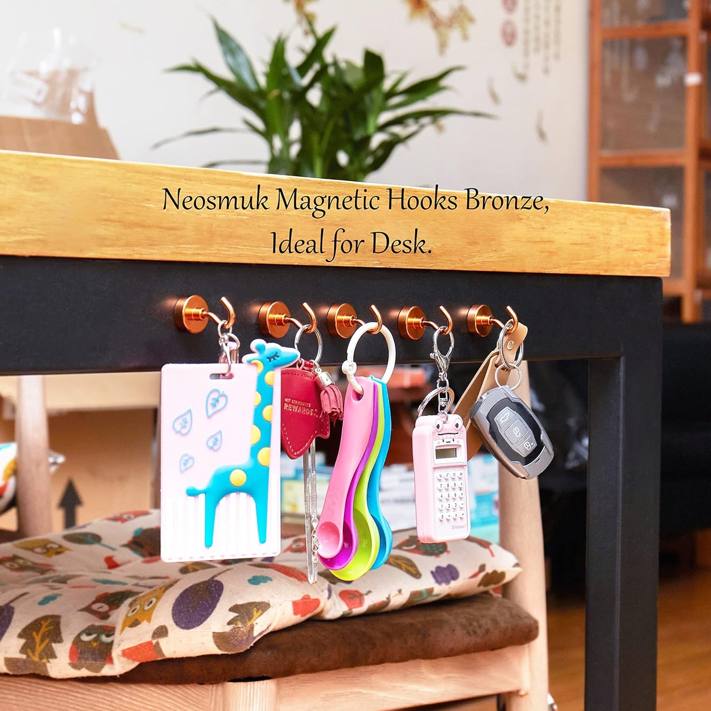 Neosmuk Magnetic Hooks,Heavy Duty Earth Magnets with Hook for Refrigerator, Extra Strong Cruise Hook for Hanging, Magnetic Hanger for Cabins, Grill (Bronze, Pack of 4)