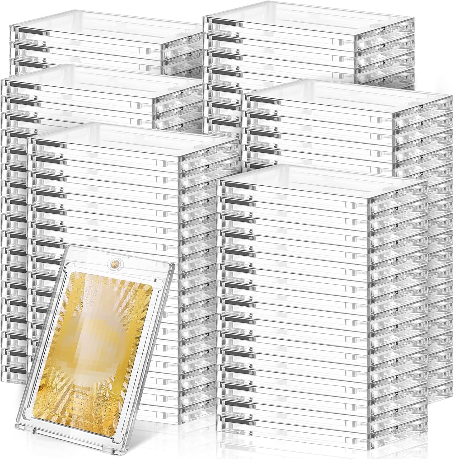 SATINIOR 200 Pcs 100 Pt Magnetic Card Holder, Holder Case Clear Protectors for Thick Baseball Football Hockey Cards