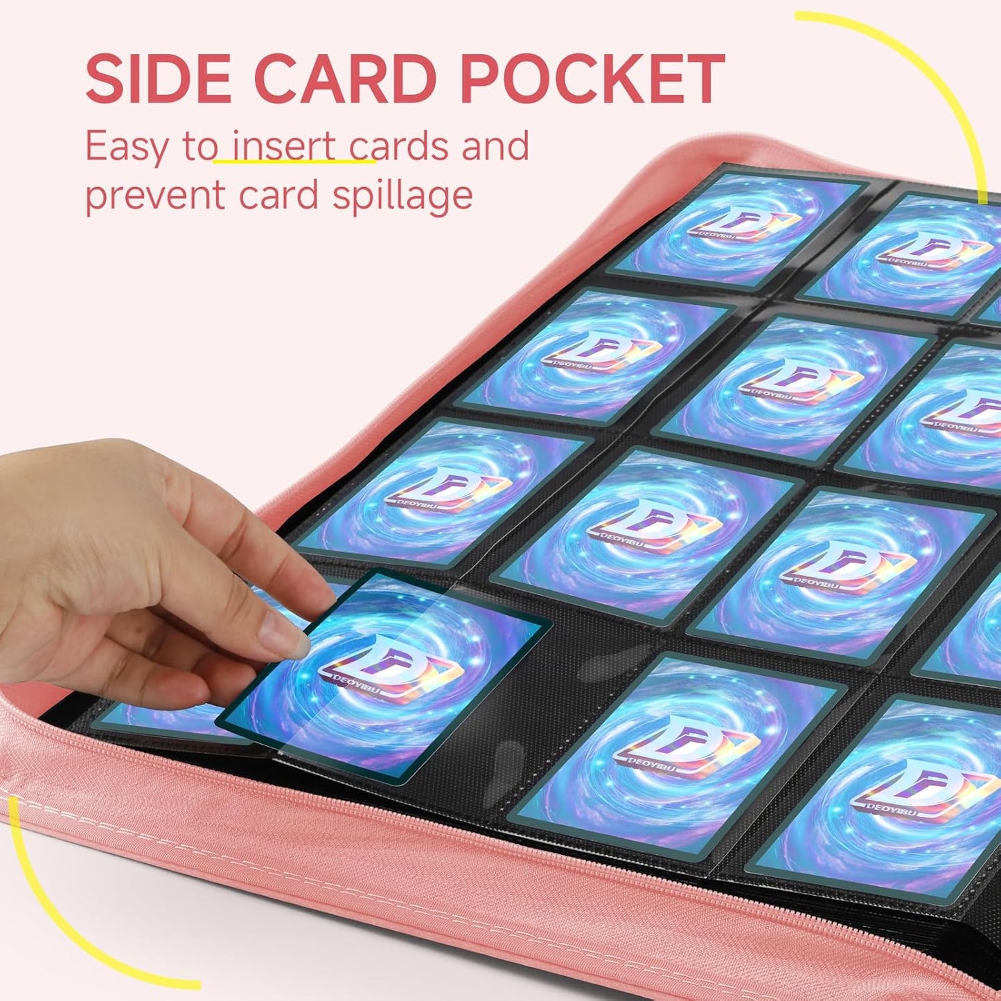 Card Binder with 1024 Cards,16 Pocket Trading Card Binder Includes 32 Page Storage Sleeves,Collection Card Album,Card Holder to Organize and Protect Cards,Pink