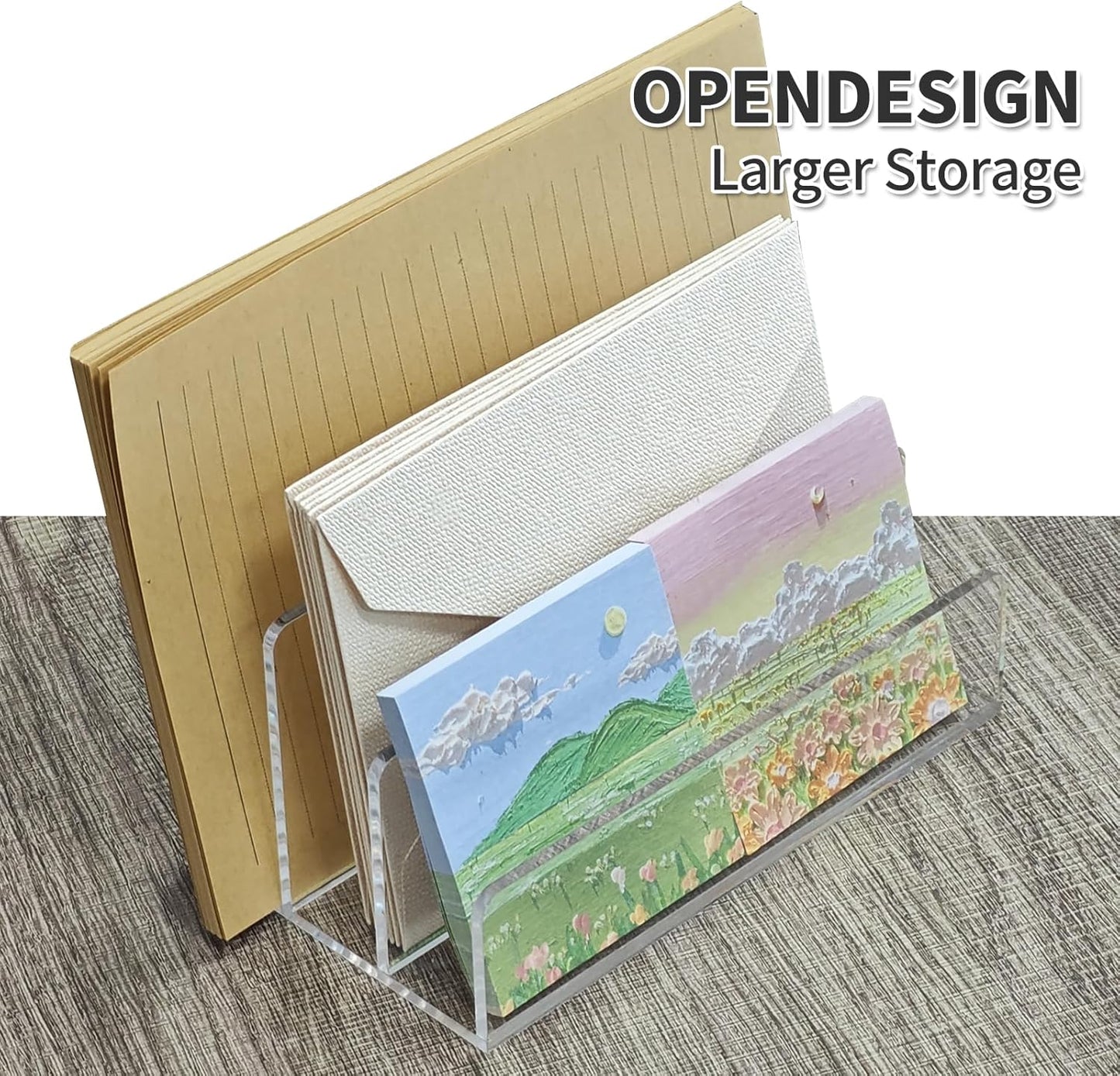 Acrylic Mail Sorter Desktop Organizer Holder,3 Compartments Laddered Clear Desk Letter Organizer Holders for Desk Bill Filling Envelope Holder Office, Home, School Desk Organization