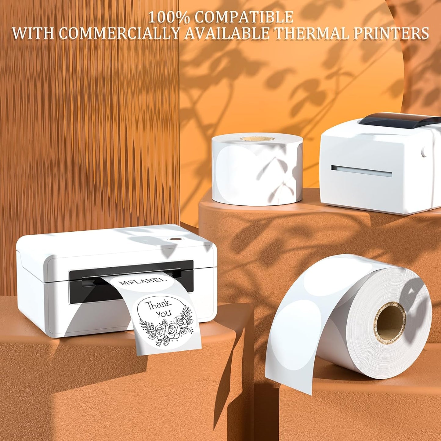 MFLABEL 2 Inch White Round Labels - 750 Pack Self-Adhesive Thermal Sticker Rolls for Shipping, Address, Barcodes & DIY (Compatible w/Thermal Printers)