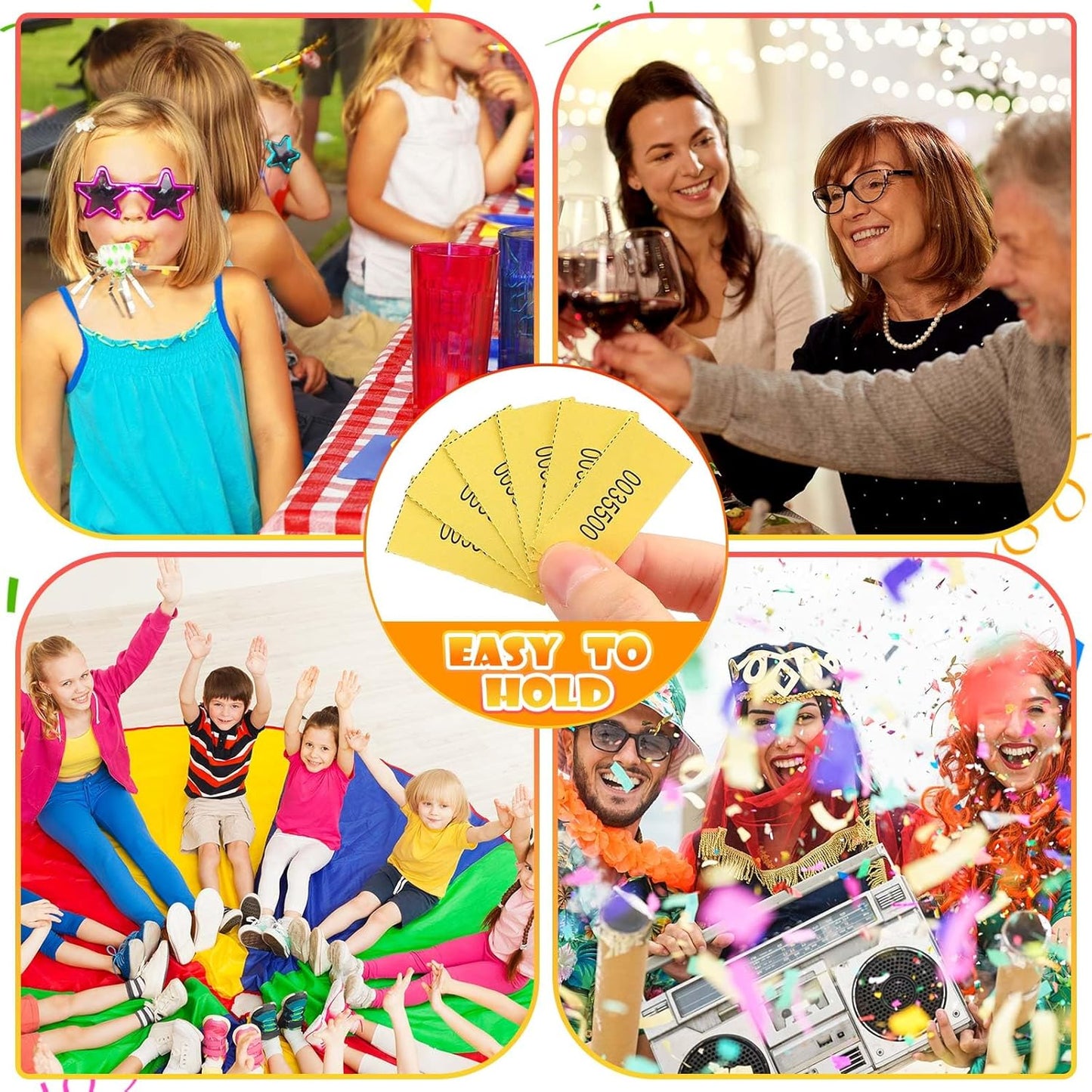 Kosiz 1000 Sheet 10 Bid Raffle Tickets Chinese Auction Tickets Sheets Auction Fundraiser Ticket Numbered with Name and Phone Number Per Sheet Raffle Tags for Silent Bidding (Yellow)