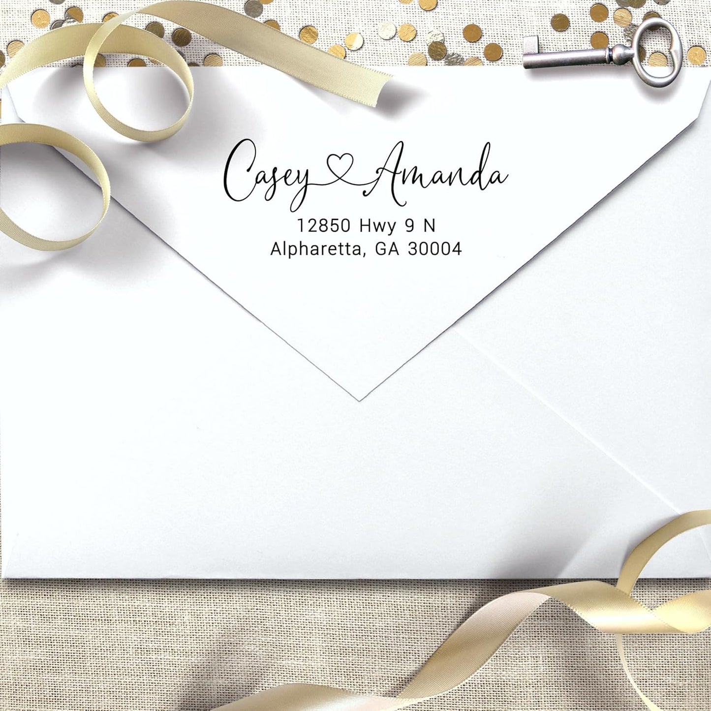 Address Stamp - Personalized Self Inking Return Address Stamper - Black Ink - Custom Wedding Stamp for Invitation Envelopes