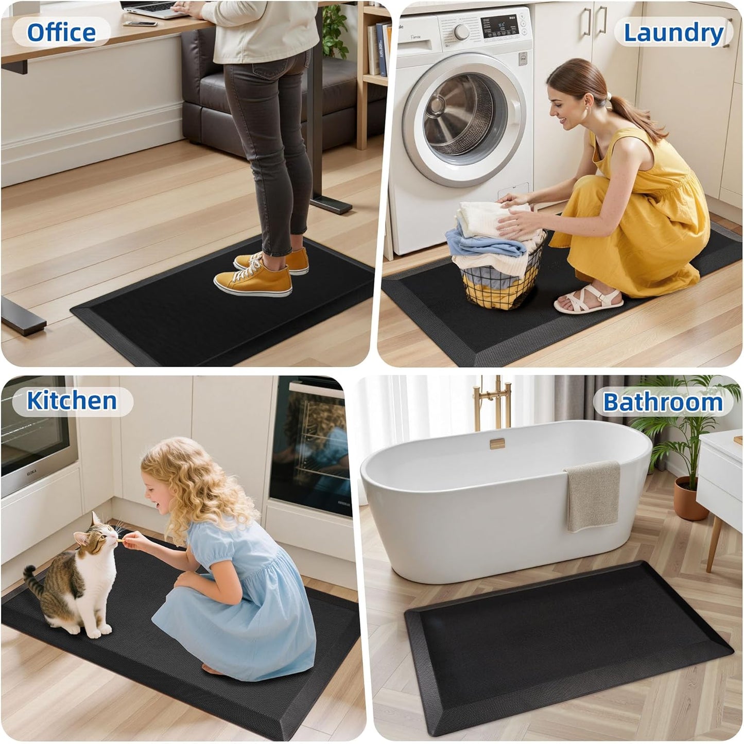 Anti Fatigue Kitchen Mats for Floor, 9/10 Extra Thick Cushioned Standing Desk Mat, Comfort Memory Foam Ergonomic Kitchen Rugs and Mats Non-Slip Waterproof for Office, Kitchen, Sink, 20" x 32"