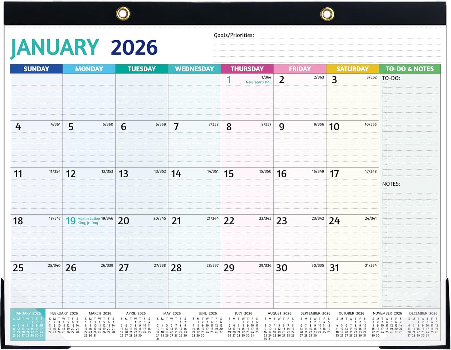 2026 Desk Calendar – Large Desk Calendar 2026, 22'' x 17'', Jan 2026 – Dec 2026, 2026 Desk/Wall Calendar with Desk Pad, To-do Lists, Ruled Blocks, Corner Protectors, Lay Flat ＆ Not Rolled