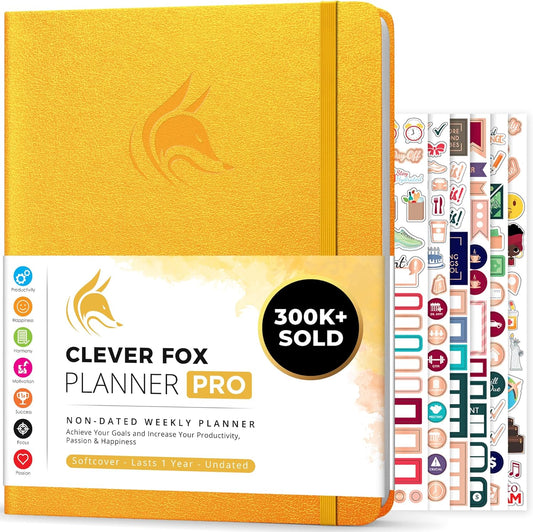 Clever Fox Planner PRO – Weekly & Monthly Life Planner to Increase Productivity, Time Management and Hit Your Goals, 8.5x11″ (Amber Yellow)