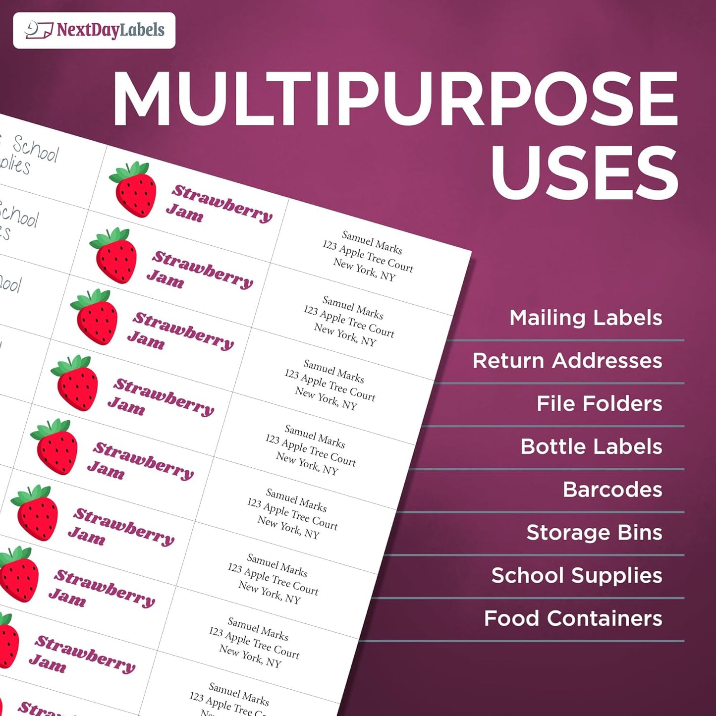 NextDayLabels - 2.83" x 1" Rectangular Sticker Labels for Printer - White Laser/Inkjet Printer Labels Return Address Labels Shipping Label Stickers (250 Sheets, 33 Per Sheet, 8250 Labels)
