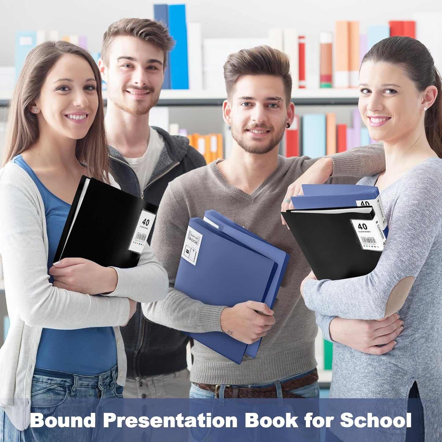 Marspark 6 Pcs Binder with Plastic Sleeves Large 8.5" x 11" Display Presentation Book 40 Pocket 80 Pages Art Portfolio Folder Clear Sheet Protector for Photo Document (Black,Blue)