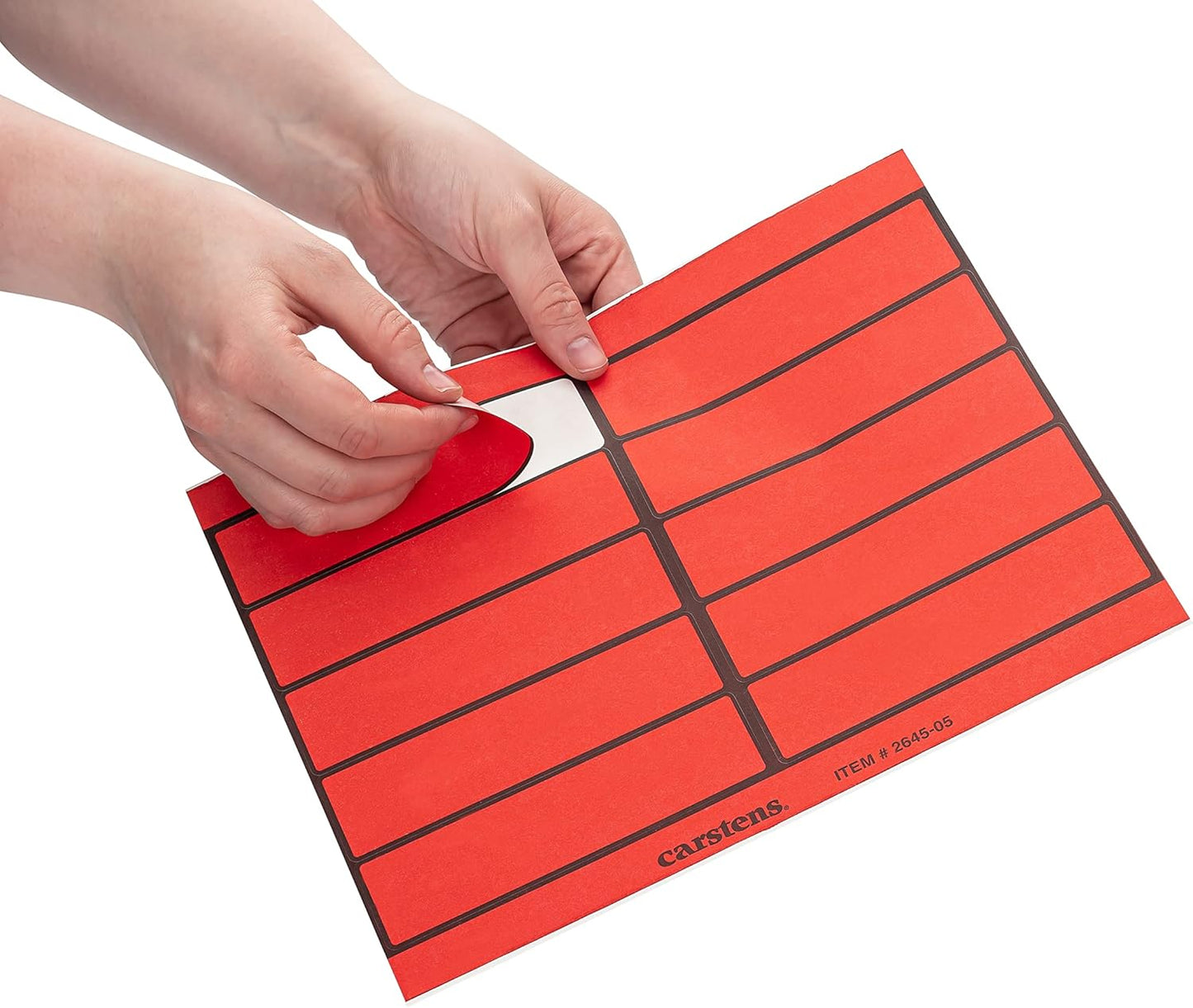 Carstens Adhesive Binder Labels, 5 3/8” x 1 3/8”, Stickers for 1.5” – 4” Ring Binder Spines, Inkjet and Laser Printer Compatible, Red, 20 Sheets, 10 Labels Per Sheet