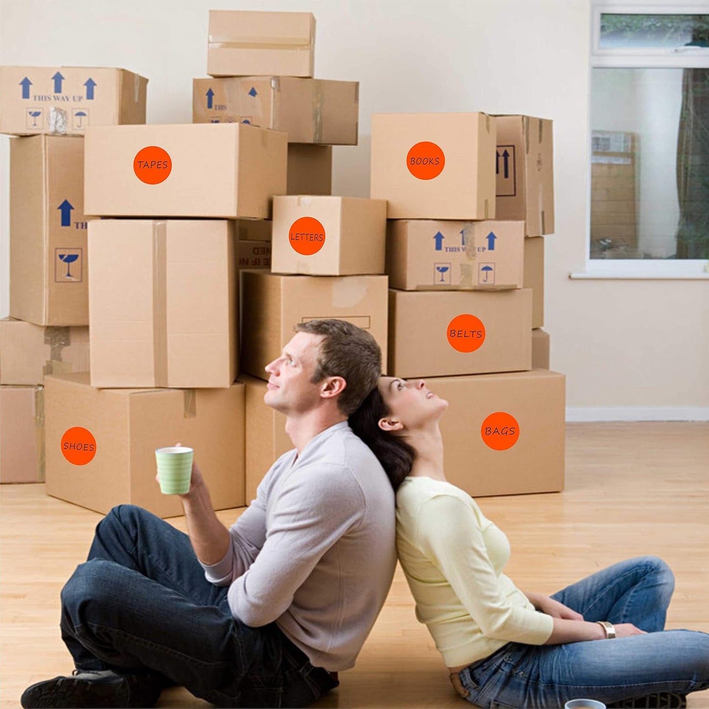 PARLAIM 3 Inch Round Permanent Color-Code Dot Stickers, 500 Color Coding Circle Labels per Roll, 3" Dispenser Box for Inventory, Orange