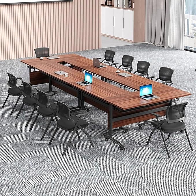 Conference Table, Folding Conference Desk Modern White, Seminar Table with Wheels, 2-10 People for Office, Meeting Break Room (4, 1619YHT, 61IN)