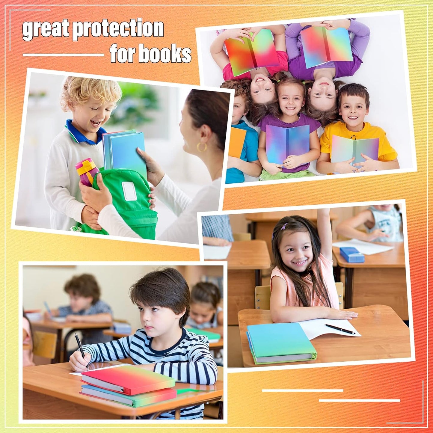 6 Pack Stretchable Book Cover Jumbo Fabric Book Covers Colorful Pattern Print Book Protector Washable Reusable Protective Textbook Cover for Hardcover Textbooks up to 9 x 11 Inch (Lovely Pattern)