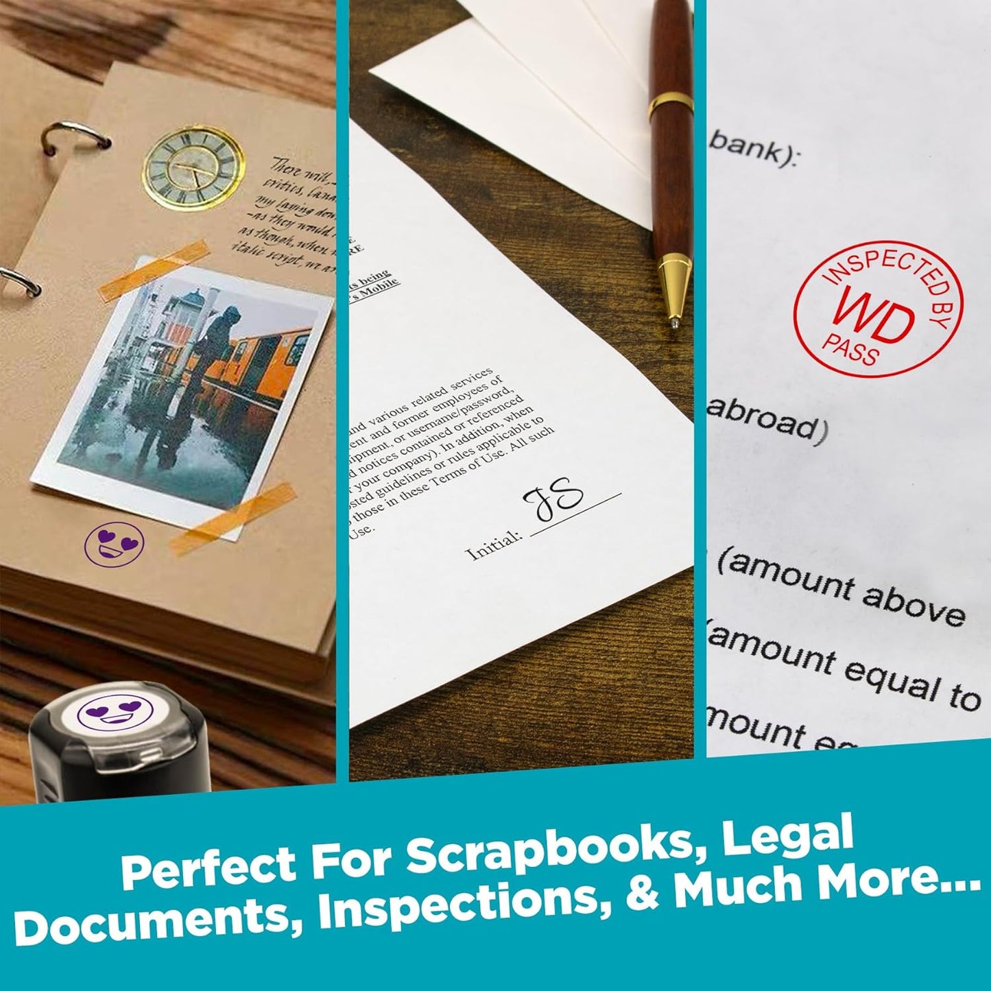 MaxMark Custom Round Self Inking Small Signature Stamp - 15 Colors to Choose