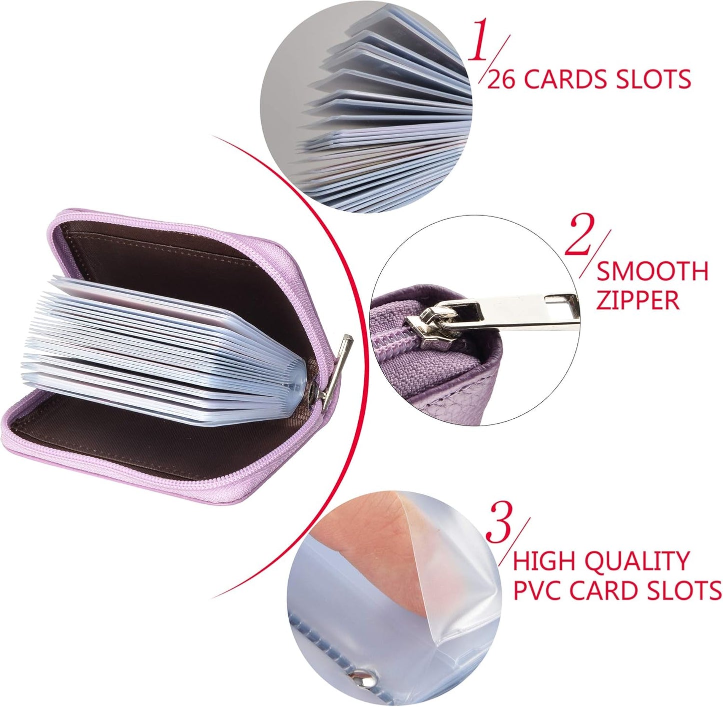 Easyoulife Genuine Leather Credit Card Holder Zipper Wallet With 26 Card Slots