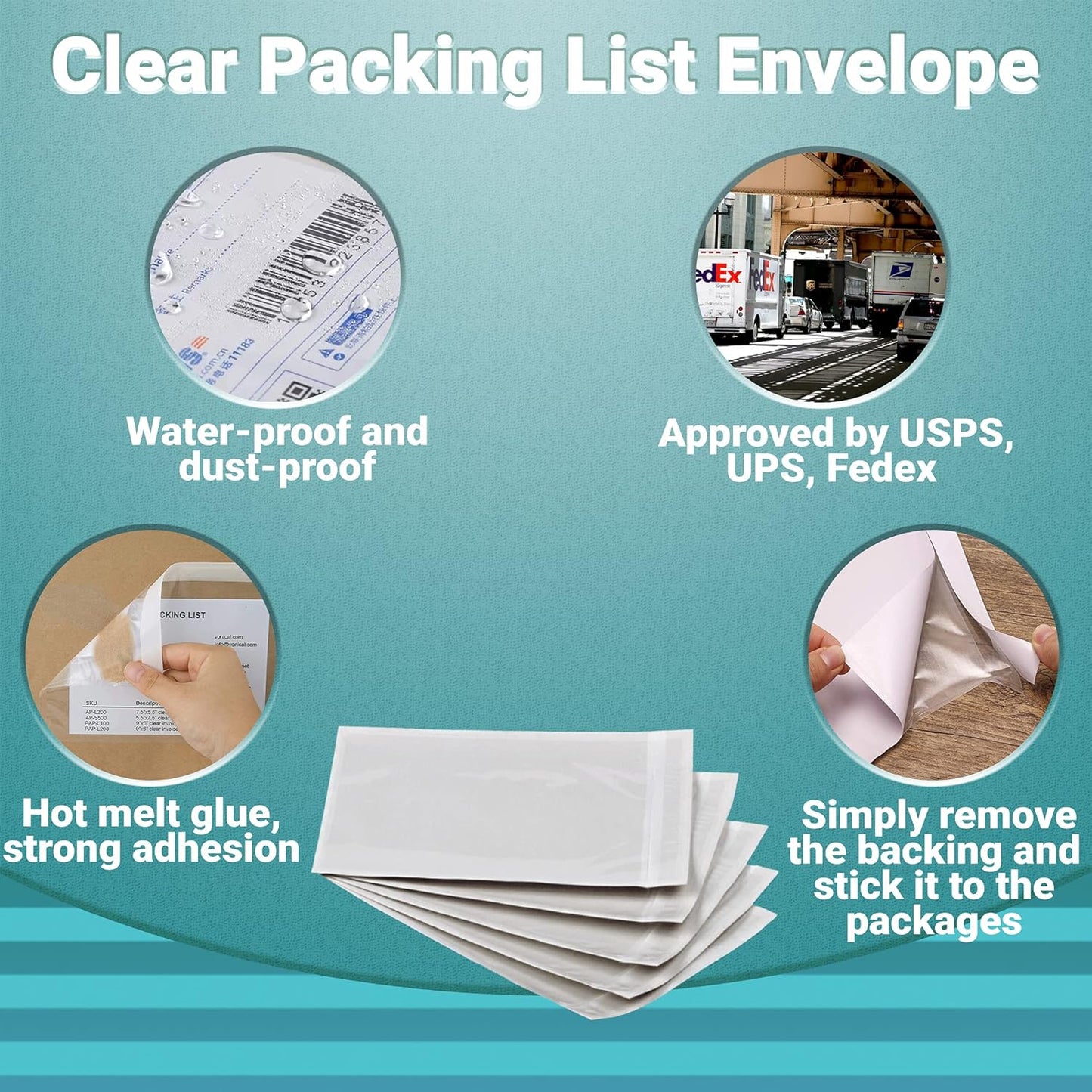 APQ Clear Top Loading Packing List Envelopes, 4.5 x 5.5 Inches. 1000 Pack Packing Slip Envelope Pouches. Self-Seal Plastic Shipping Label Pouches. Durable Packing List Mailing Envelopes for Documents