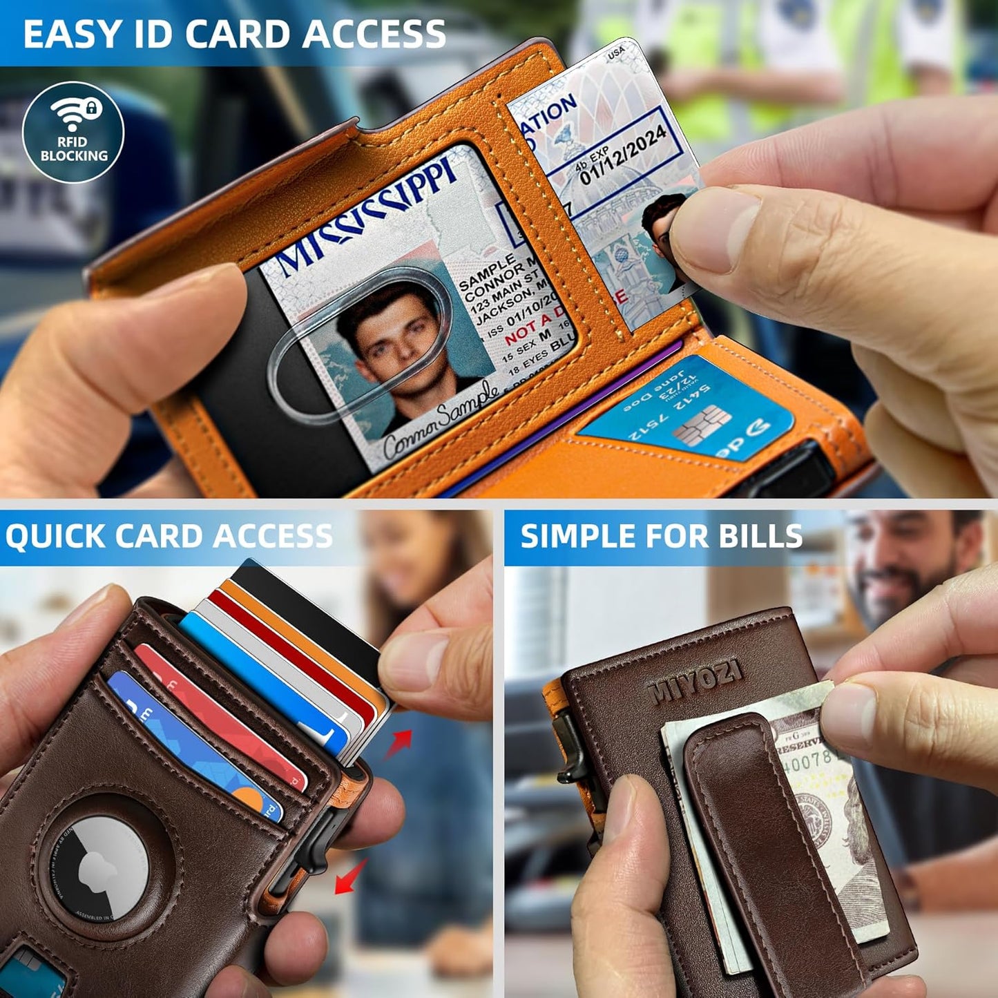 Airtag Wallet for Men,with Money Clip 10 Cards Metal Case Smart Slim Pop Up Credit Card Holder Flip with Magnetic Closure RFID Blocking wallet with Gift Box