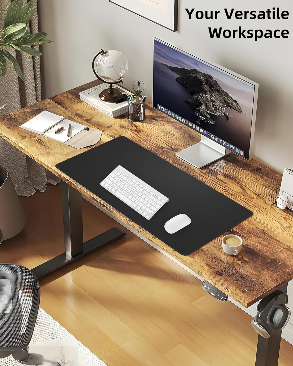 Leather Desk Pad Protector,Office Desk Mat,Large Mouse Pad, Non-Slip PU Leather Desk Blotter,Desk Cover mat,Waterproof Desk Writing Pad for Office and Home (Black,35.4" x 17")