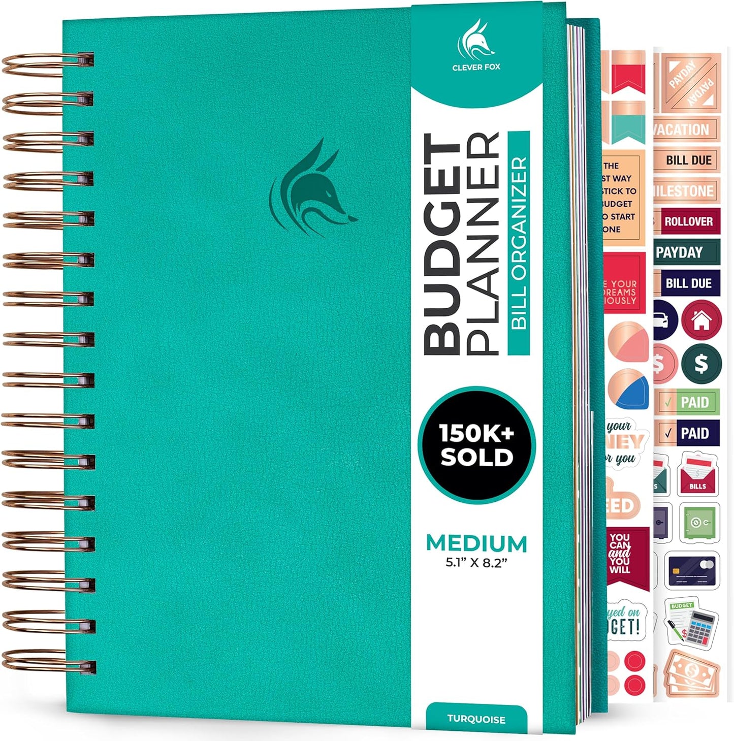 Clever Fox Budget Planner & Monthly Bill Organizer With Pockets. Expense Tracker, Budgeting Journal & Financial Book. Medium, 5.1x8.2" (Turquoise)