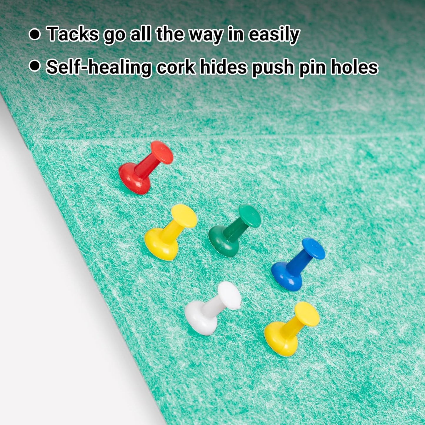 AKTOP Cork Board Bulletin Board 24"x36", 6 Pack Removable Felt Cork Board Tiles for Wall, Large Corkboard Notice Pin Board for Office, School & Home,24 Safe Adhesive Tabs, 20 Push Pins, Lake Blue