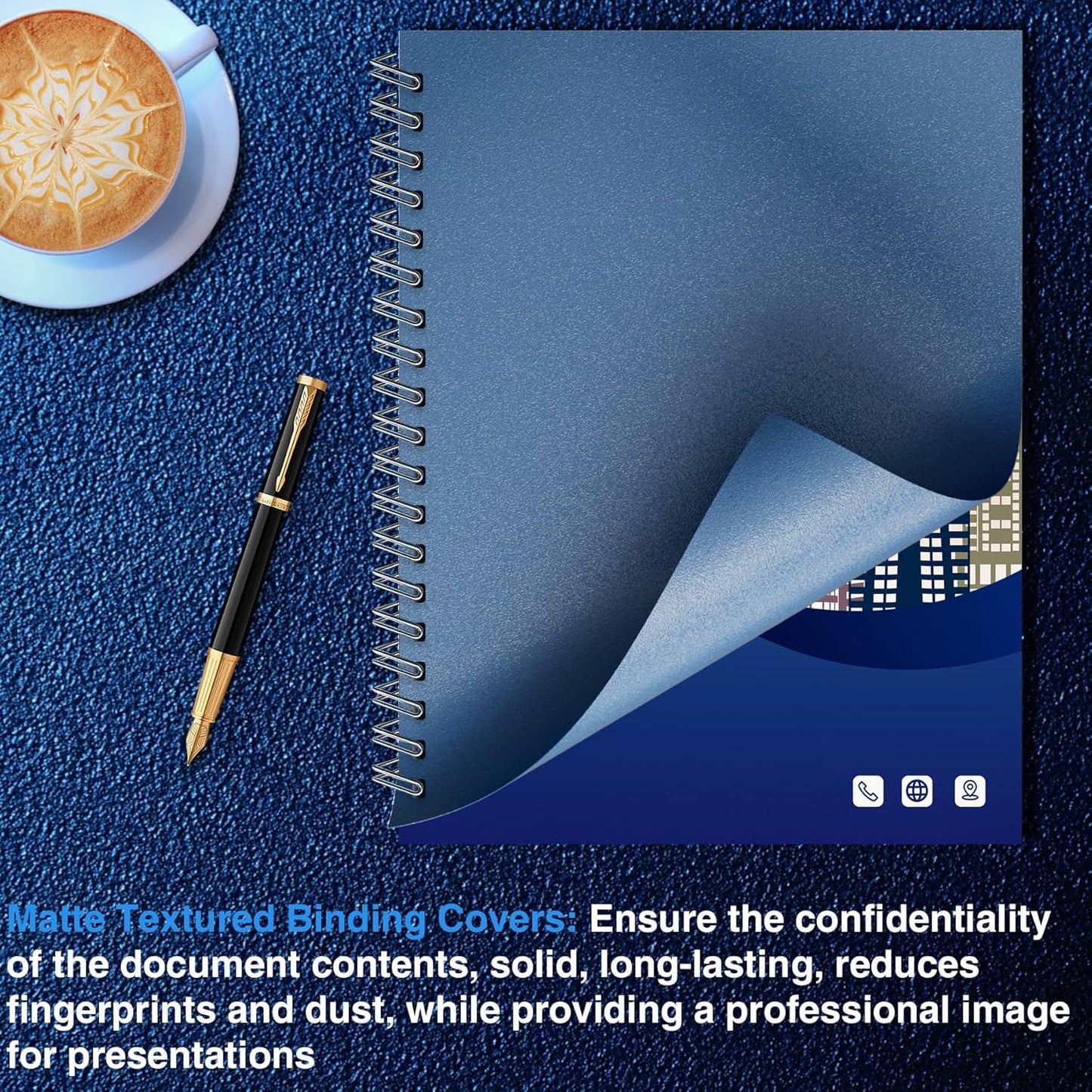 Ndsox 100 Pack 12 Mil Binding Presentation Covers Sand-Textured Polycover Report Covers for Letter Size Document Binding, Business Proposals, 8-1/2 x 11 Inches, Un-Punched, Square Corners, Blue