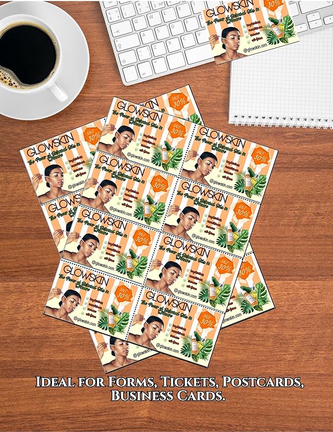 Limited Papers (TM) 8.5x11 Perforated Paper, 20/50 Pound, 75 GSM, Variety of Perforation Sizes and Colors, for Forms, Tickets, Postcards, Business Cards. (Blue, 8 up)