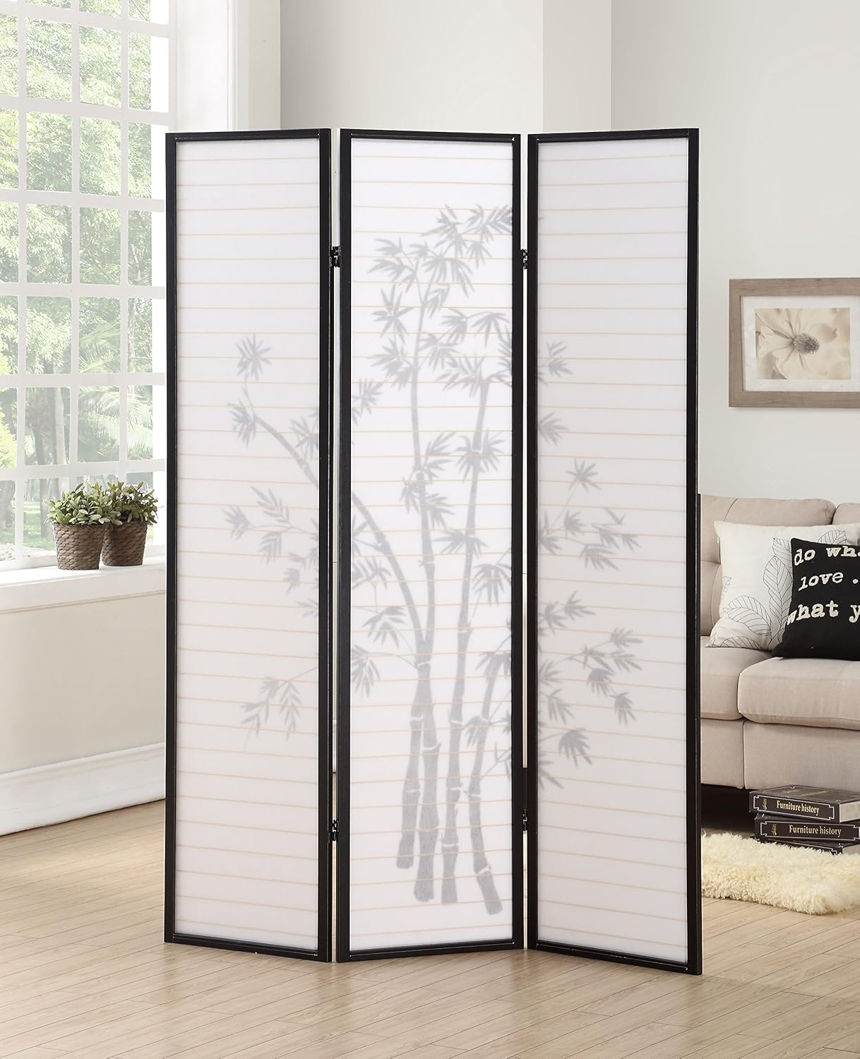NicBex Room Divider 3 Panel Room Dividers with Oriental Style Partition Room Dividers and Folding Privacy Screens Wall Divider for Home, Office, Room Separation,72" W x 1" D x 72" H, Black