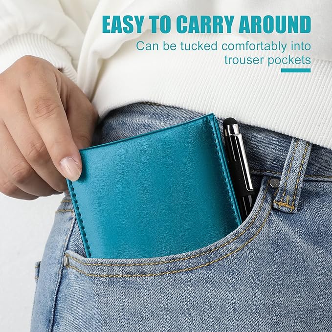 Outus 10 Pcs Pocket Notebook with Pen Set Included Mini Pocket Notepad Holder with 50 Lined Sheets, Metal Pen, 8 Pcs 3 x 5 Inch Memo Book Refills, 30 Lined Paper Per Note Pad (Sky Blue)