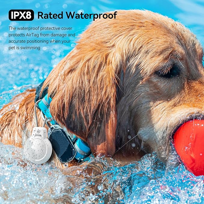 Gitfos AirTag Holder - Waterproof AirTag Keychain Holder for Apple AirTag, 360° Secure AirTag Case with Metal Cable, AirTag Accessories, Airtag Holder for Luggage, Backpack, Key, Pet, White.