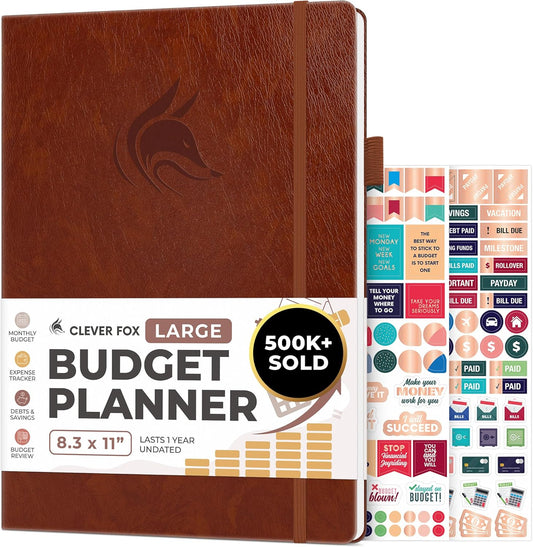 Clever Fox Budget Planner Large – Expense Tracker Notebook. Monthly Budgeting & Bill Organizer, Finance Logbook & Accounts Book, A4 (Brown)