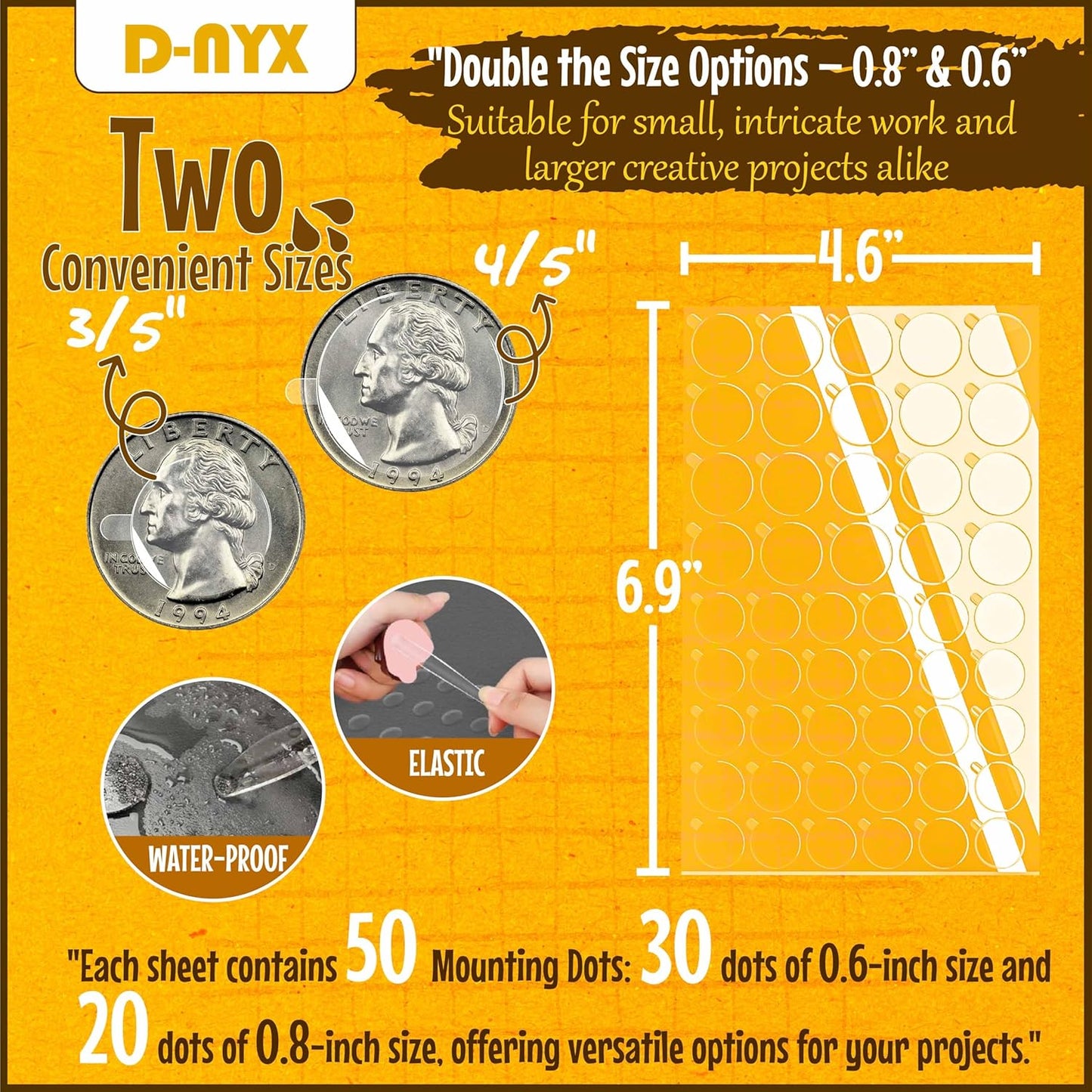 Double Sided Tape Sticky Dot Stickers 280, 350, 450, 550 or 700 Pack Removable Putty No Trace Clear Sticky Tack Waterproof Small Stickers for Festival Decoration Picture (450 Sticky Dots)