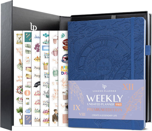 Legend Planner PRO Premium – Large Undated Weekly, Monthly & Budget Planner with Habit Tracker – Life Organizer for Time & Task Management, Goal Setting & Productivity – A4 Size (MysticBlue, NewCover)
