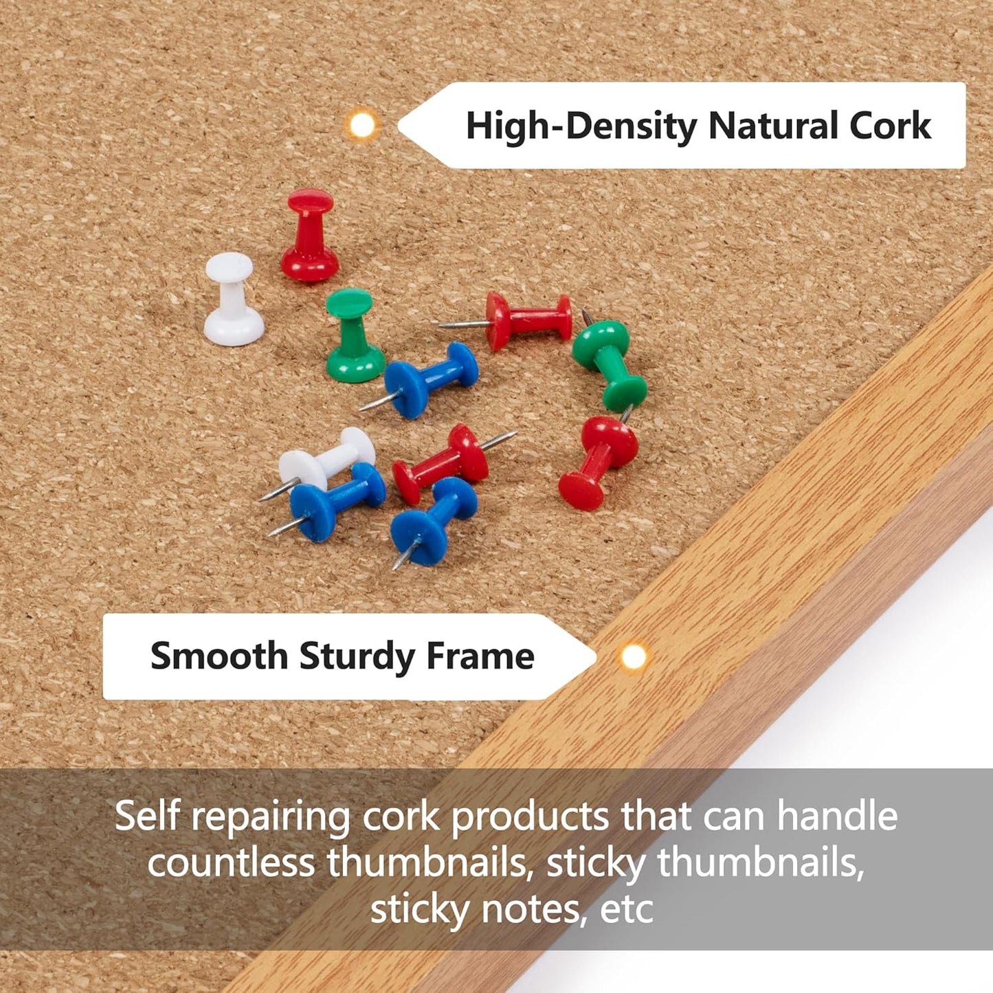 Board2by 2 Pack Cork Board Bulletin Board 20" x 30", Wood Framed Corkboards for Wall Decor, Hanging Office Message Board, Wall Mounted Notice Pin Board with 30 Push Pins for School, Home & Office