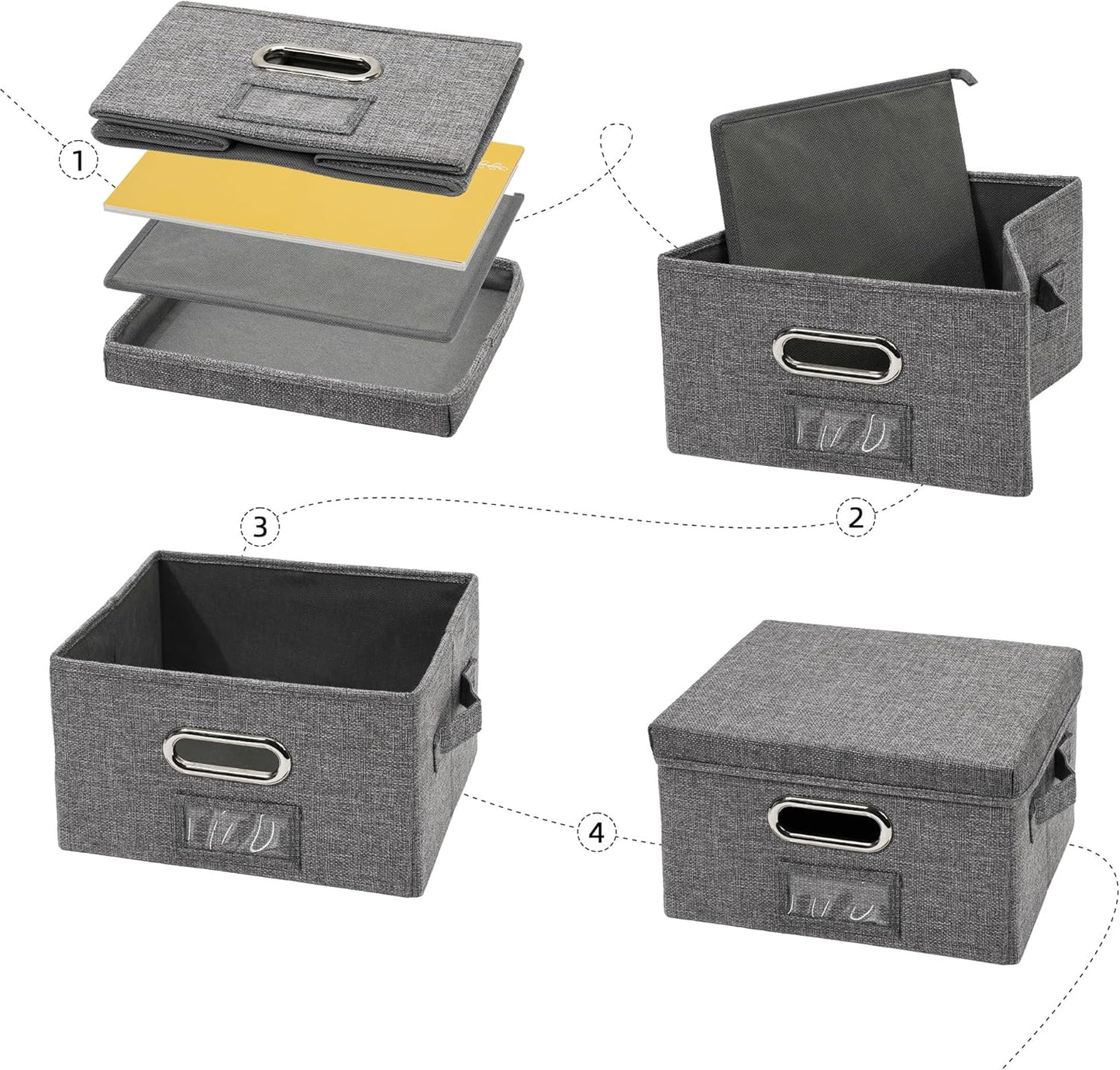 Greeting Card Organizer and Storage Box with 20 Pcs Adjustable Dividers, Storing Cards with 84 Pcs Labels Perfect for Storing Greeting Cards, Envelopes, Photos 1 Pack Grey