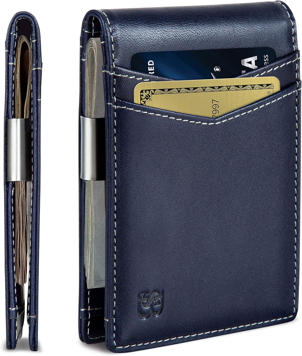 SERMAN BRANDS Money Clip Wallet - Mens Wallets slim Front Pocket RFID Blocking Card Holder Minimalist Mini Bifold
