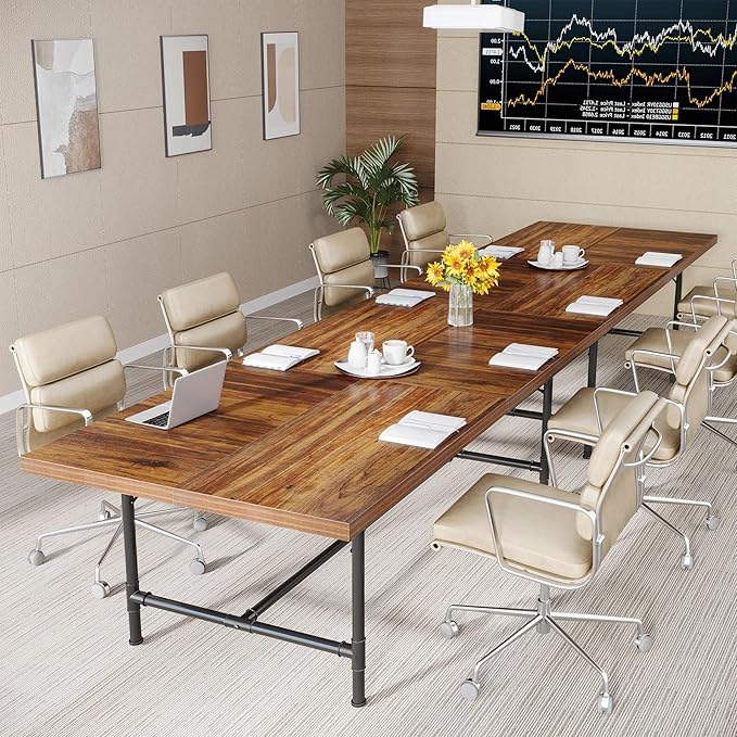 Tribesigns 6FT Conference Table, Rustic Rectangle 70.8" W x 35.4" D Meeting Table, Modern Seminar Table Boardroom Desk for Office Meeting Conference Room (6ft, Rustic)