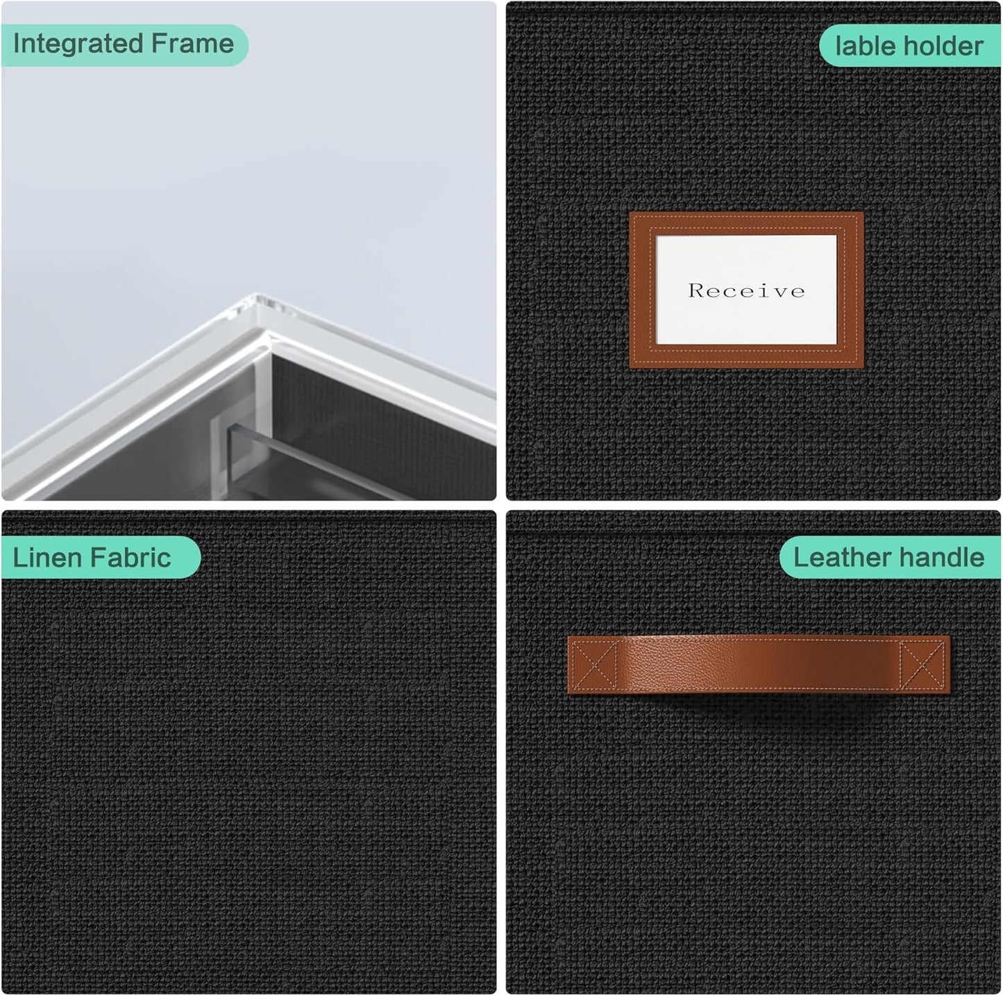 File Box for Hanging, File Organizer Box with Lid Decorative File Folders Letter Size Organizer with One-Piece Integrated Plastic Slide Rail (Black, 13.2x10.1x10.1inch(3pack))